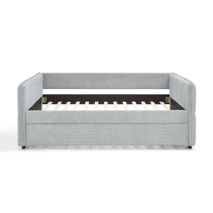 Upholstered Tufted Daybed Sofa Bed with Trundle and Convertible Design