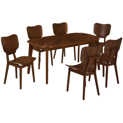 Vintage-Style Solid Wood Dining Table Set with Classic Dining Chairs for Home