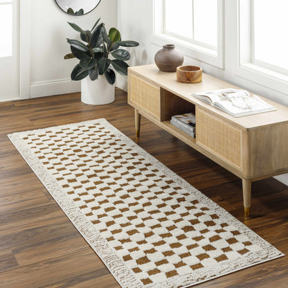 Leryn Brown & White Checkered Area Rug