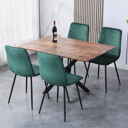 Modern Brown Wood Dining Table with Black Legs