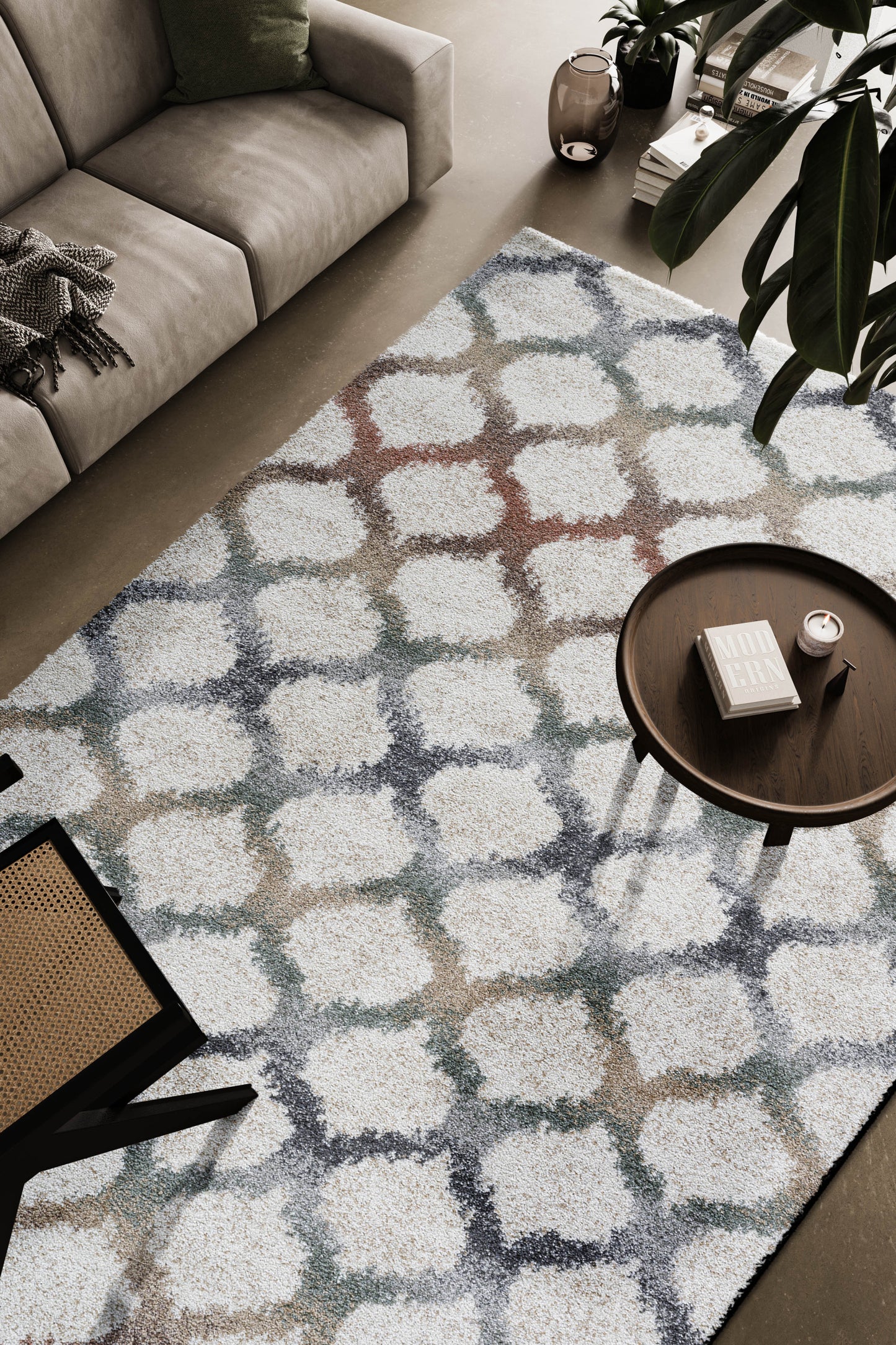 Rosalie Ivory, Rust, Beige, Gold, Green, Gray and Charcoal Polypropylene Area Rug