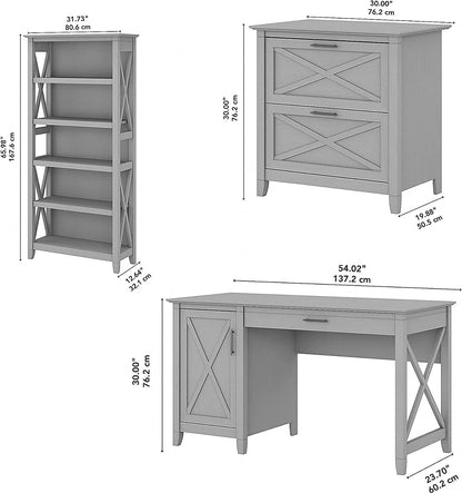 Key West Computer Desk with Storage and File Cabinet Including Lateral Filing
