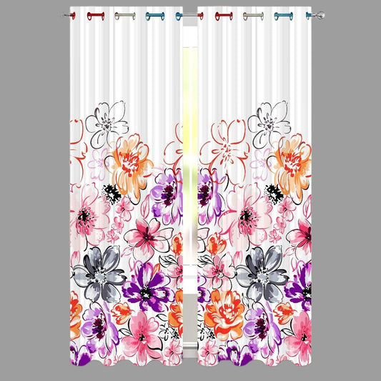 Flower Digital Printed Polyester Fabric Curtains for Living Room,Bed