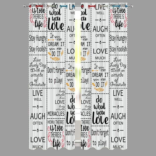Typography Curtains Polyester Fabric Window Curtains for Living Room Home Decor Panels