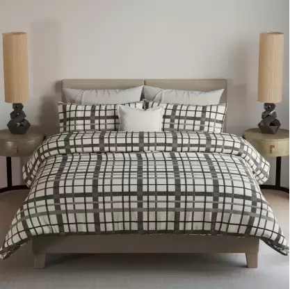 180 TC Cotton King Floral Flat Bedsheet  (Pack of 1, Black-lining)