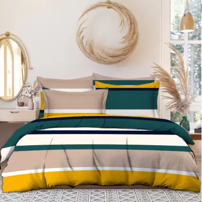 250 TC Cotton Double Printed Flat Bedsheet  (Pack of 1, Multicolor)