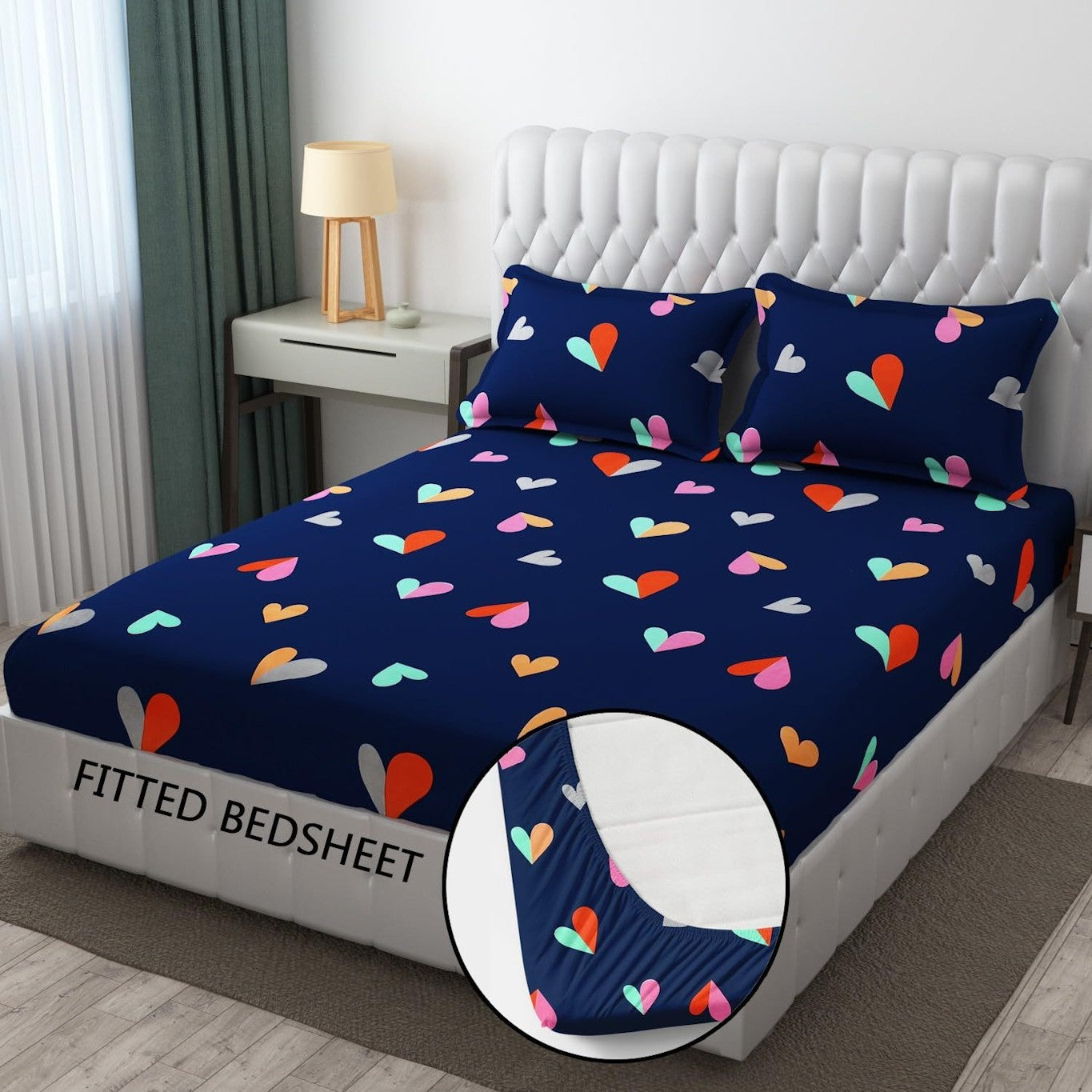 Cotton Feel Printed Quilted Bedsheet Set with Matching Pillow Covers and Bed Cover