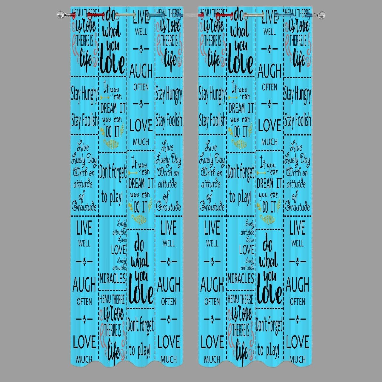 Typography Curtains Polyester Fabric Window Curtains for Living Room Home Decor Panels