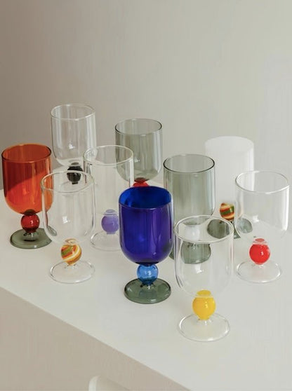 Gumballs Wine Glass - Eclectic Whimsical Coloured Cocktail Glasses
