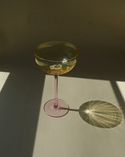 Hand Blown Retro Pastel Coloured Cocktail Glasses Coupe Set of 4 ( $22.5 Each )