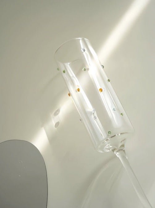 Handblown Rainbow Sprinkles Champagne Flutes Set of 2 Pcs - Whimsical Wine Glasses