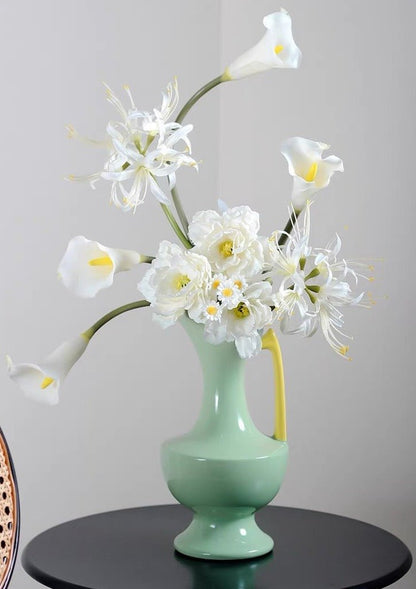 Handmade Medieval Style Ceramic Decorative Flower Vase - Glazed With Dopamine Colors