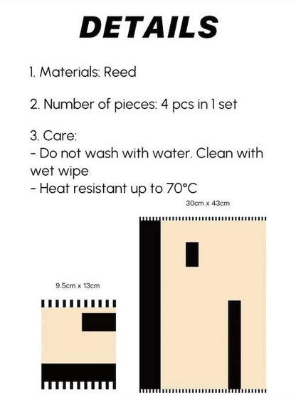Handmade Retro Nordic Woven Reed Placemat Set of 4 Pcs for Elegant Table Setting