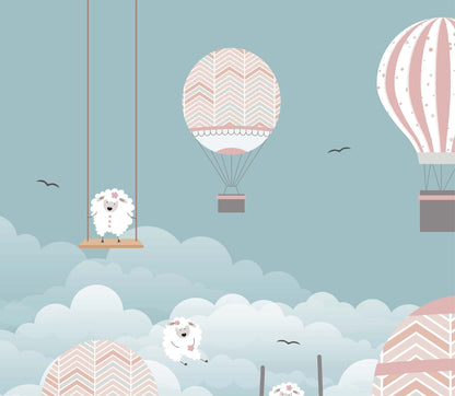 Hot air balloons and sheep