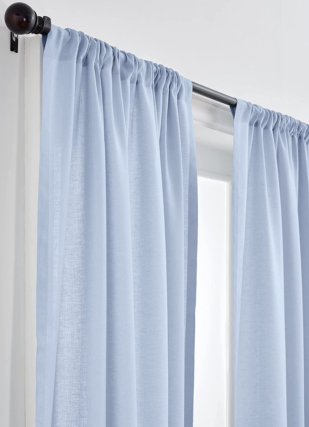 Sky Blue - 100% Pure Linen Curtains | Cotton Linen Mix | Two Panels |