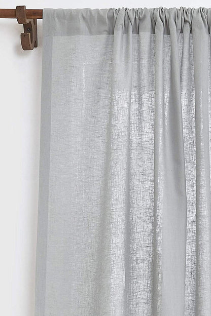 Light Grey - 100% Pure Linen Curtains | Cotton Linen Mix | Two Panels