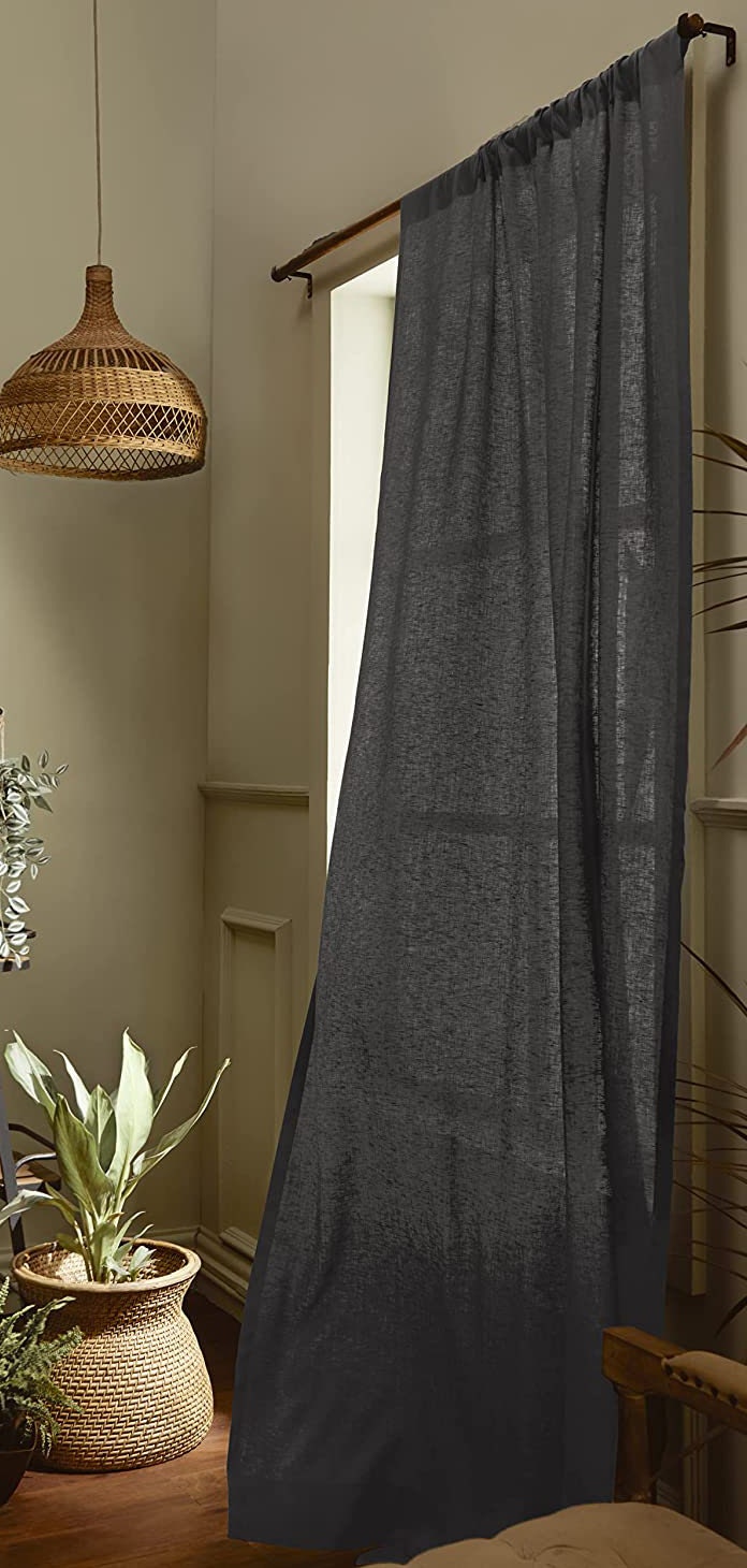Charcoal Grey - 100% Pure Linen Curtains | Cotton Linen Mix | Two