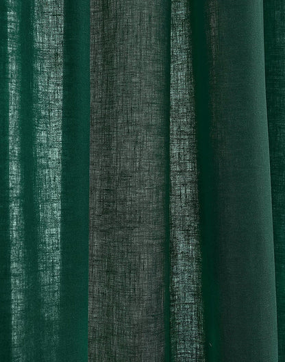 Dark Green - 100% Pure Linen Curtains | Cotton Linen Mix | Two Panels