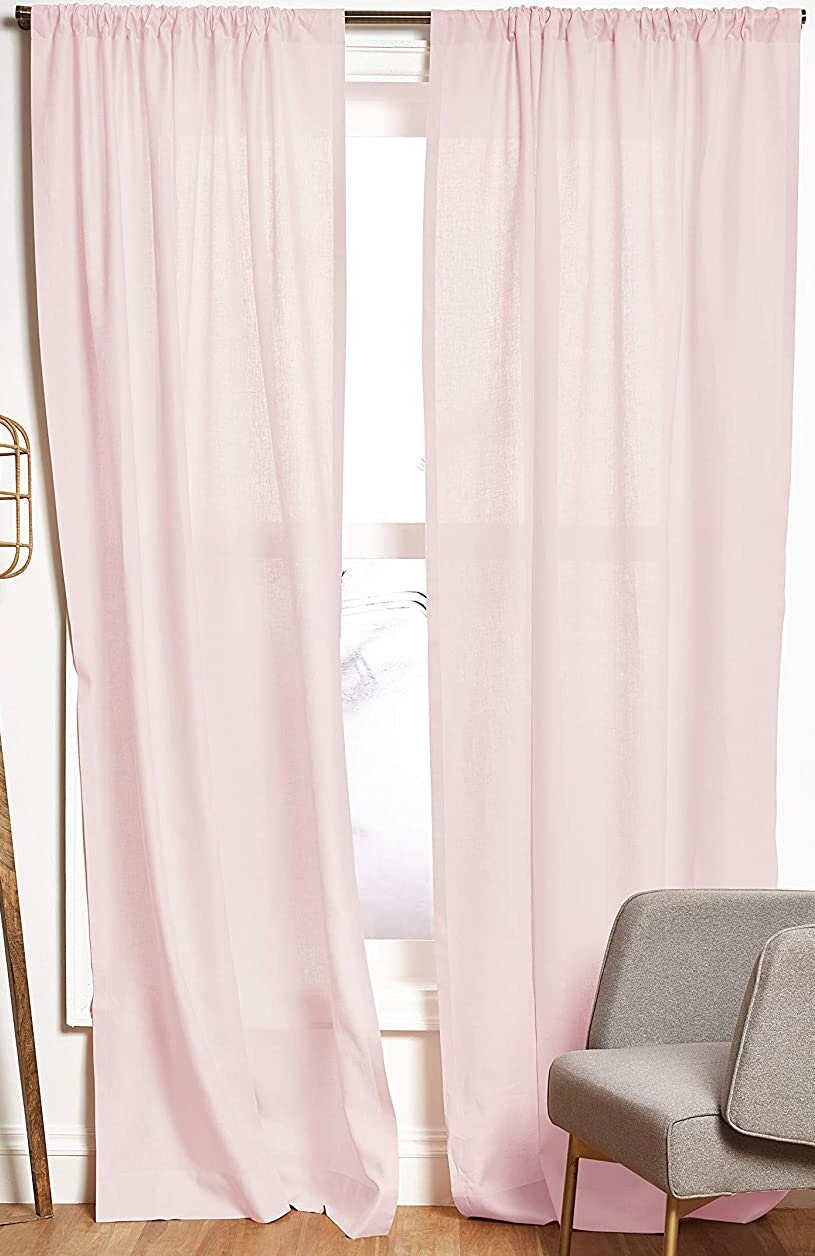 Light Pink - 100% Pure Linen Curtains | Cotton Linen Mix | Two Panels