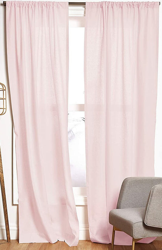 Light Pink - 100% Pure Linen Curtains | Cotton Linen Mix | Two Panels