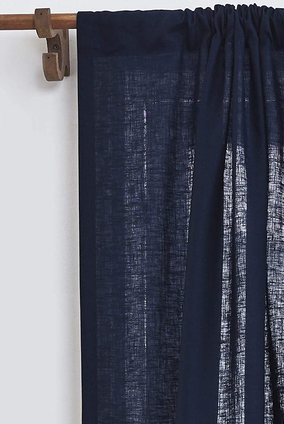 Navy - 100% Pure Linen Curtains | Cotton Linen Mix | Two Panels | 2"