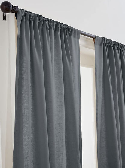 Charcoal Grey - 100% Pure Linen Curtains | Cotton Linen Mix | Two