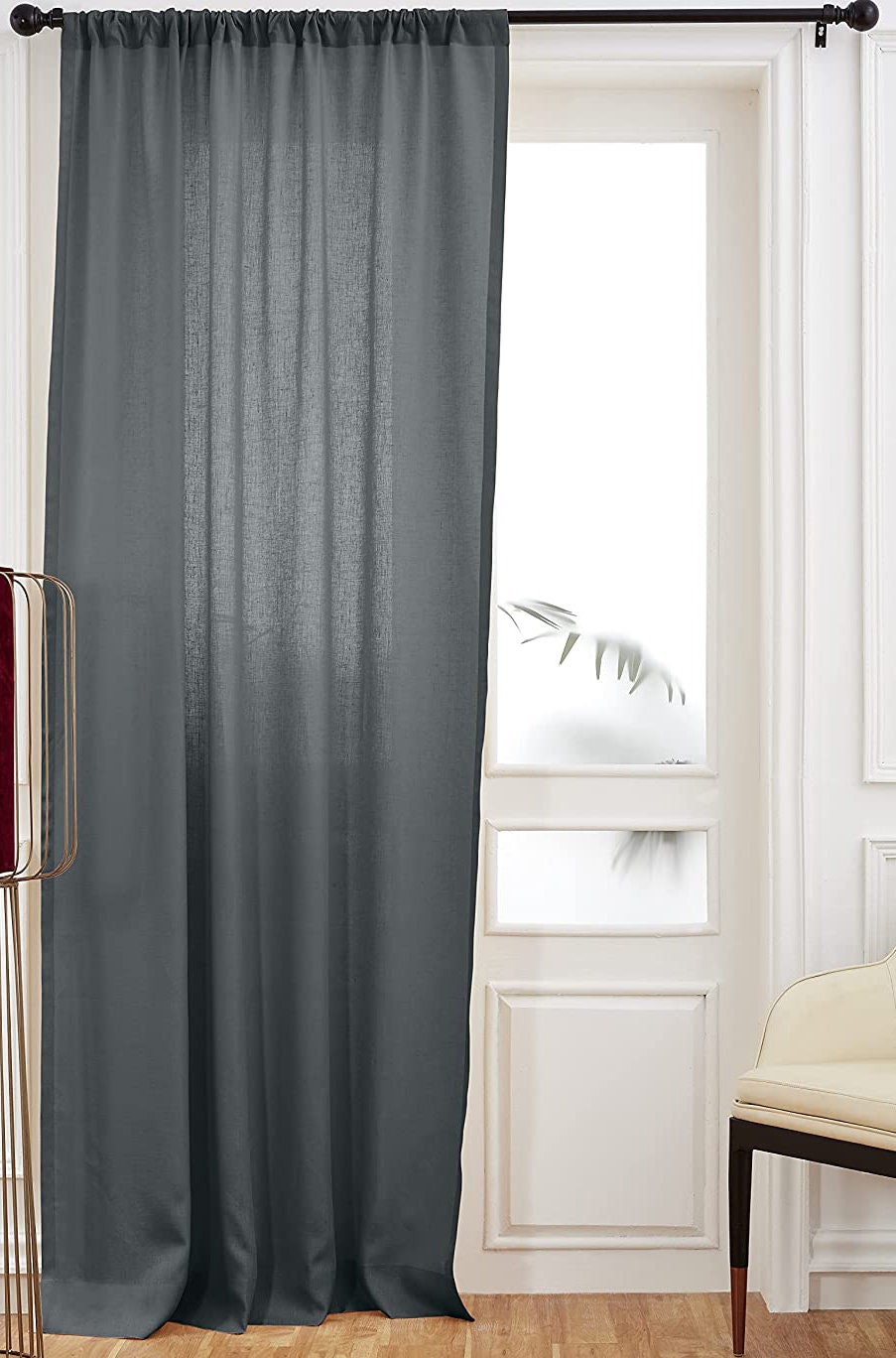 Charcoal Grey - 100% Pure Linen Curtains | Cotton Linen Mix | Two