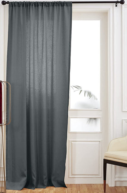 Charcoal Grey - 100% Pure Linen Curtains | Cotton Linen Mix | Two