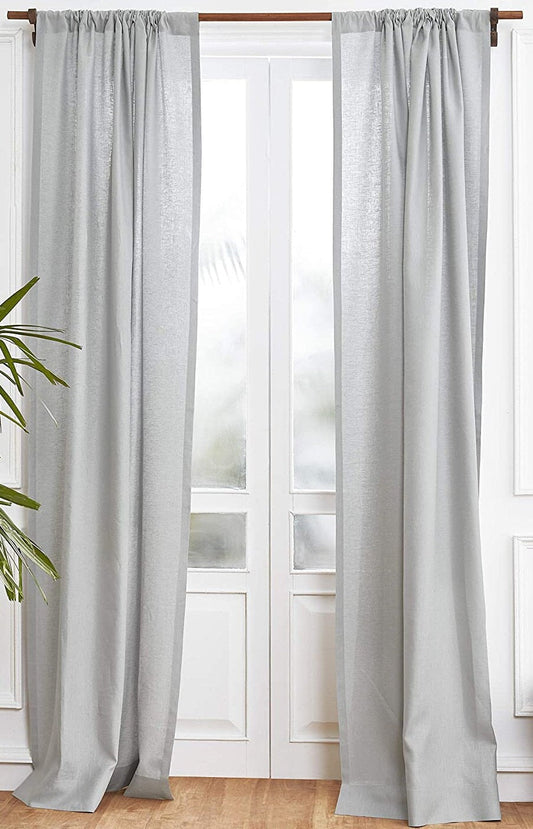 Light Grey - 100% Pure Linen Curtains | Cotton Linen Mix | Two Panels
