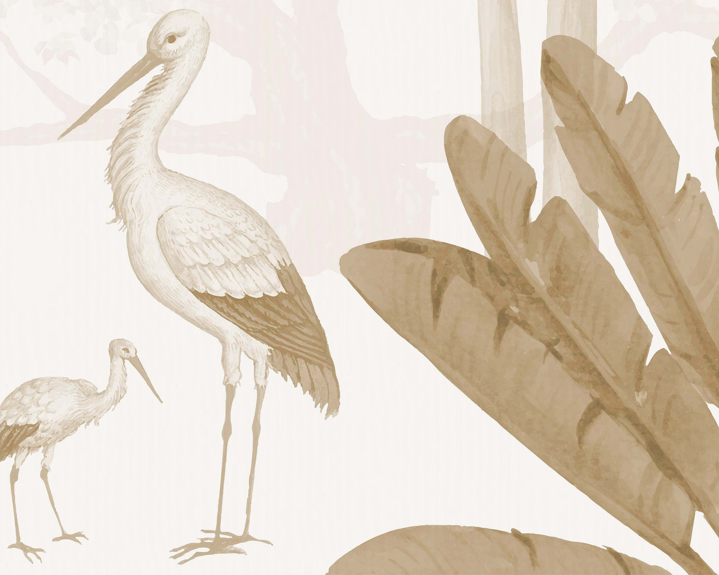 Sepia Tropical Jungle Mural