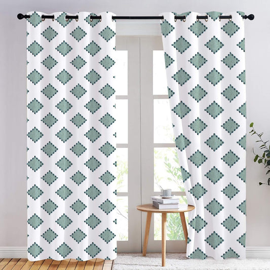 Anna - Set of 2 Panels Crewel Embroidered Curtains | Linen Cotton Mix