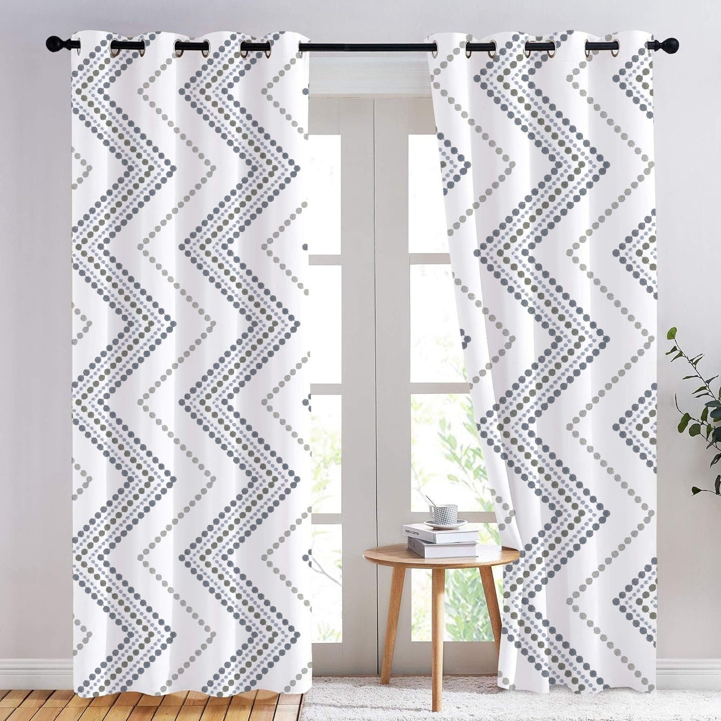 Azura - Set of 2 Panels Crewel Embroidered Curtains | Linen Cotton Mix