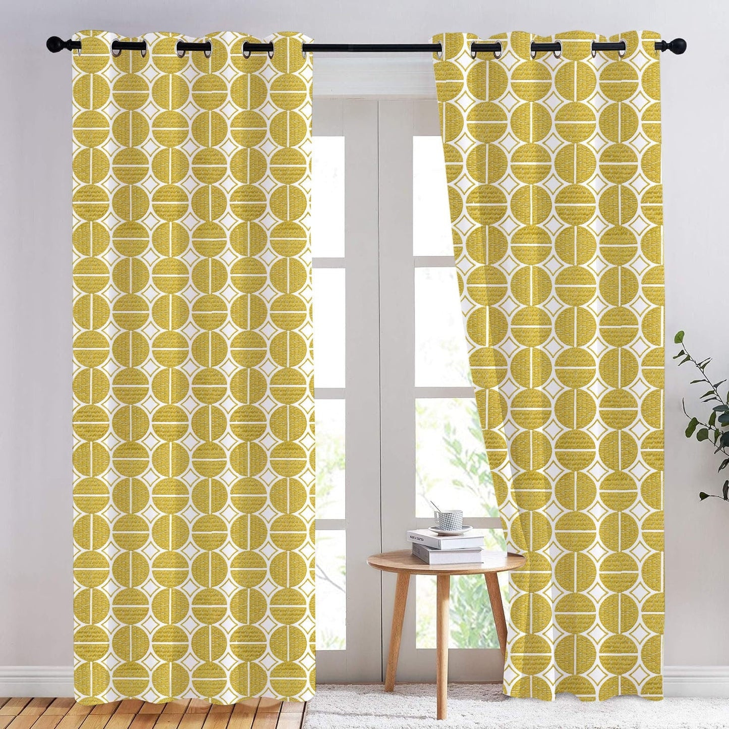 Ariadne - Set of 2 Panels Crewel Embroidered Curtains | Linen Cotton