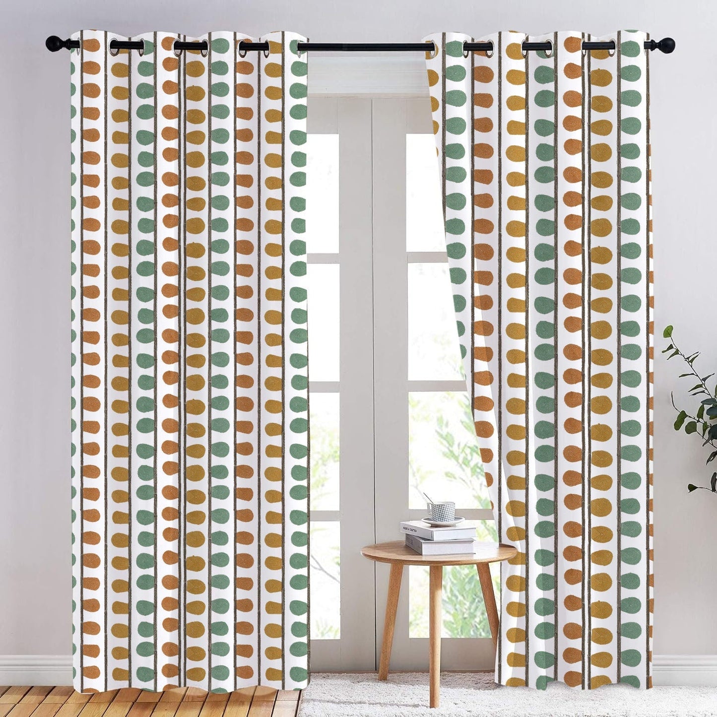 Demetra - Set of 2 Panels Crewel Embroidered Curtains | Linen Cotton