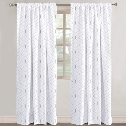 Ember - Set of 2 Panels Crewel Embroidered Curtains | Linen Cotton Mix