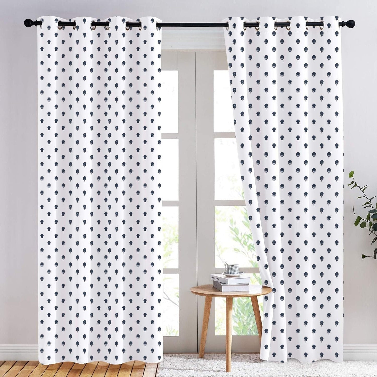 Kyra - Set of 2 Panels Crewel Embroidered Curtains | Linen Cotton Mix