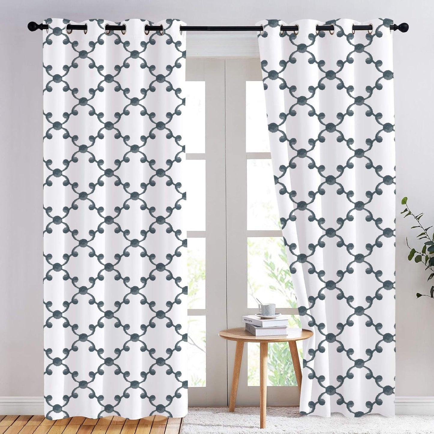 Alethea - Set of 2 Panels Crewel Embroidered Curtains | Linen Cotton