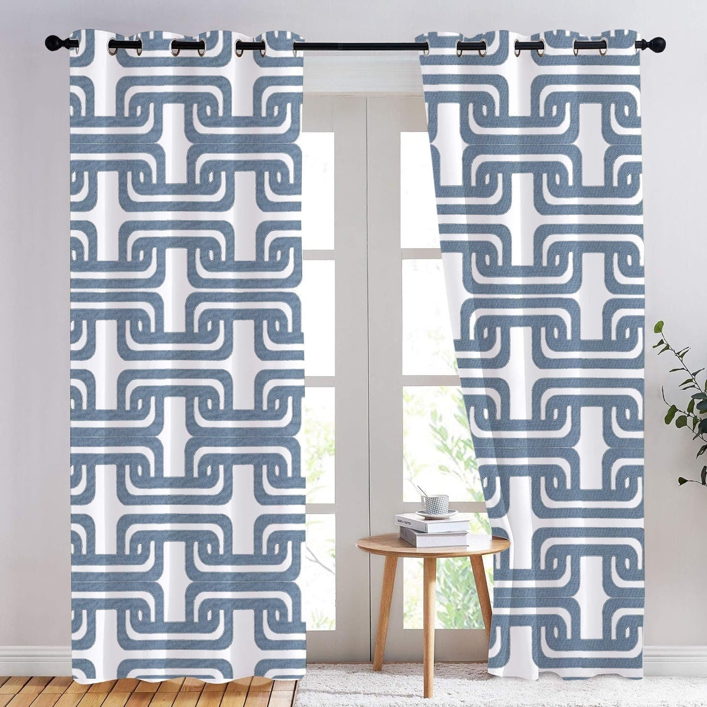 Olga  - Set of 2 Panels Crewel Embroidered Curtains | Linen Cotton Mix