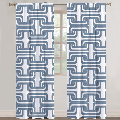 Olga  - Set of 2 Panels Crewel Embroidered Curtains | Linen Cotton Mix