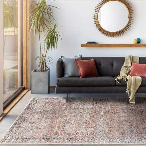 Peach Noda Vintage Washable Area Rug