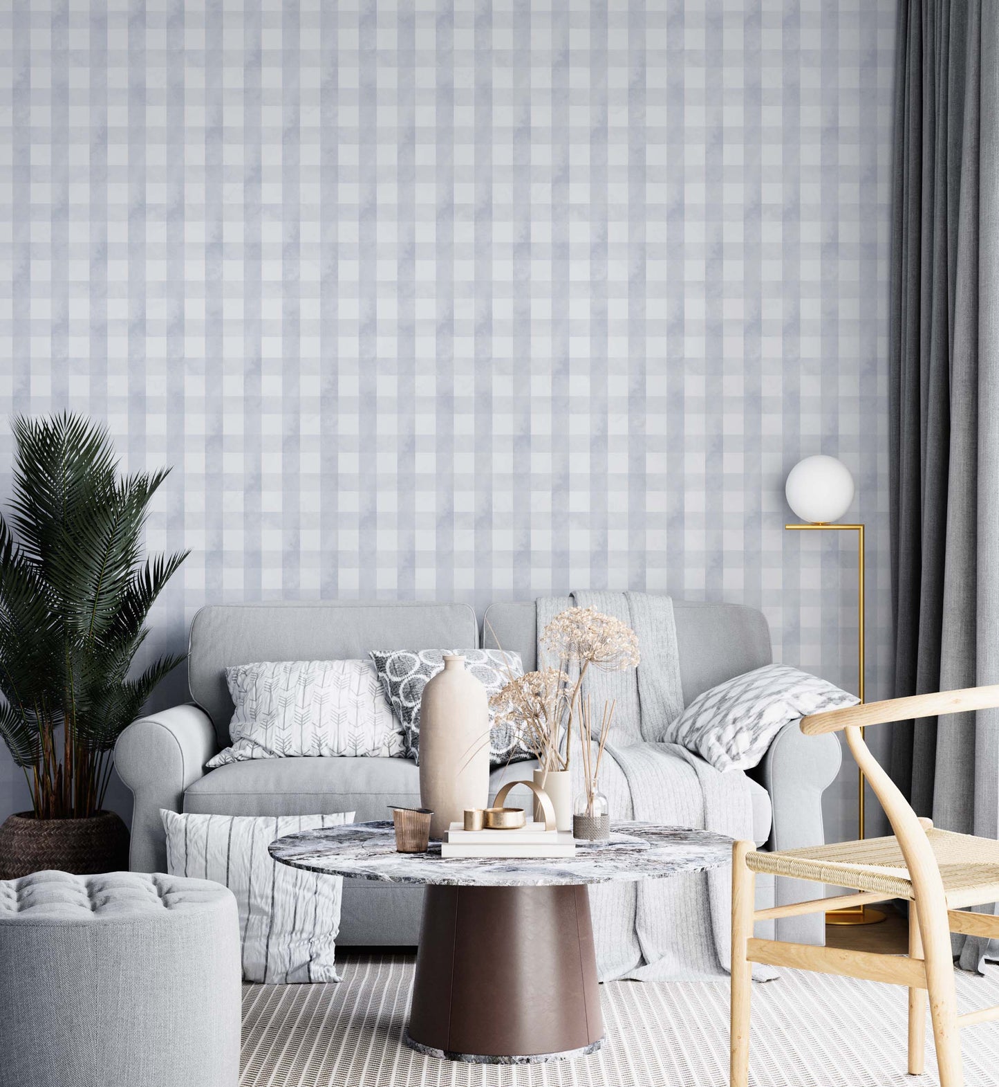 Grey Gingham Wallpaper