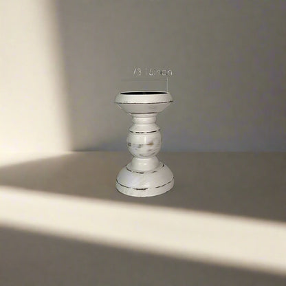 Retro White Wooden Candle Holder