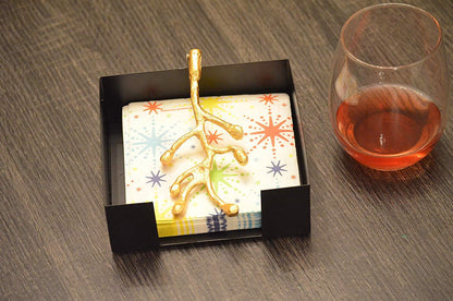 Vibhsa Napkin Holder Dinning Decor (Golden Olive Bud)