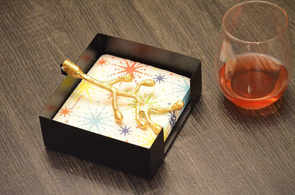 Vibhsa Napkin Holder Dinning Decor (Golden Olive Bud)