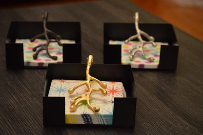 Vibhsa Napkin Holder Dinning Decor (Golden Olive Bud)