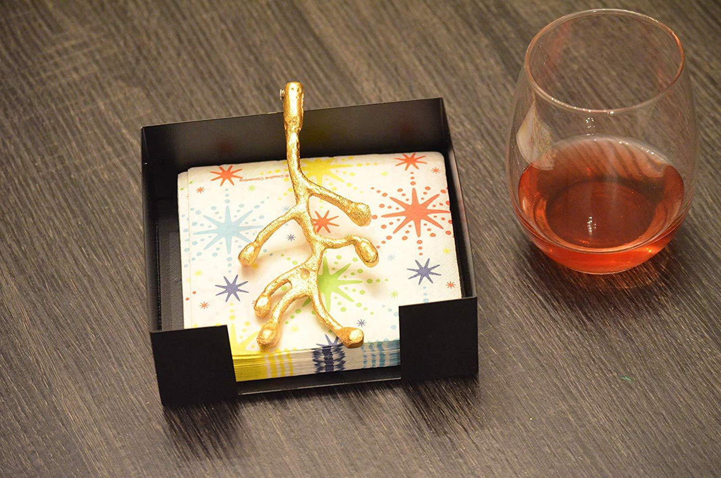 Vibhsa Napkin Holder Dinning Decor (Golden Olive Bud)