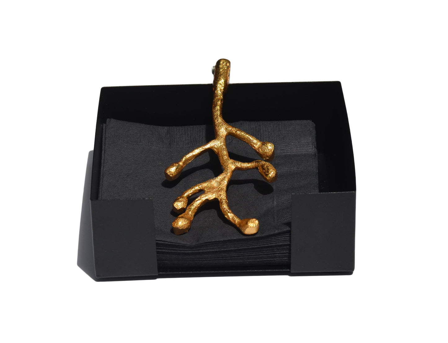 Vibhsa Napkin Holder Dinning Decor (Golden Olive Bud)