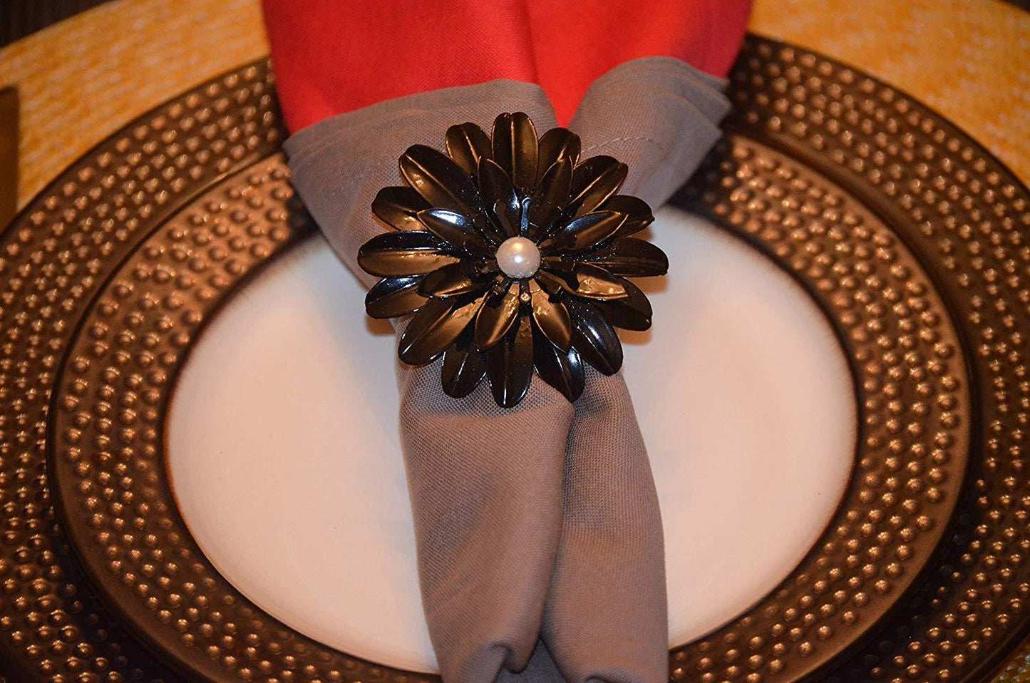 Vibhsa Floral Napkin Rings Decorative Tableware Accessory Elegant Dining Décor