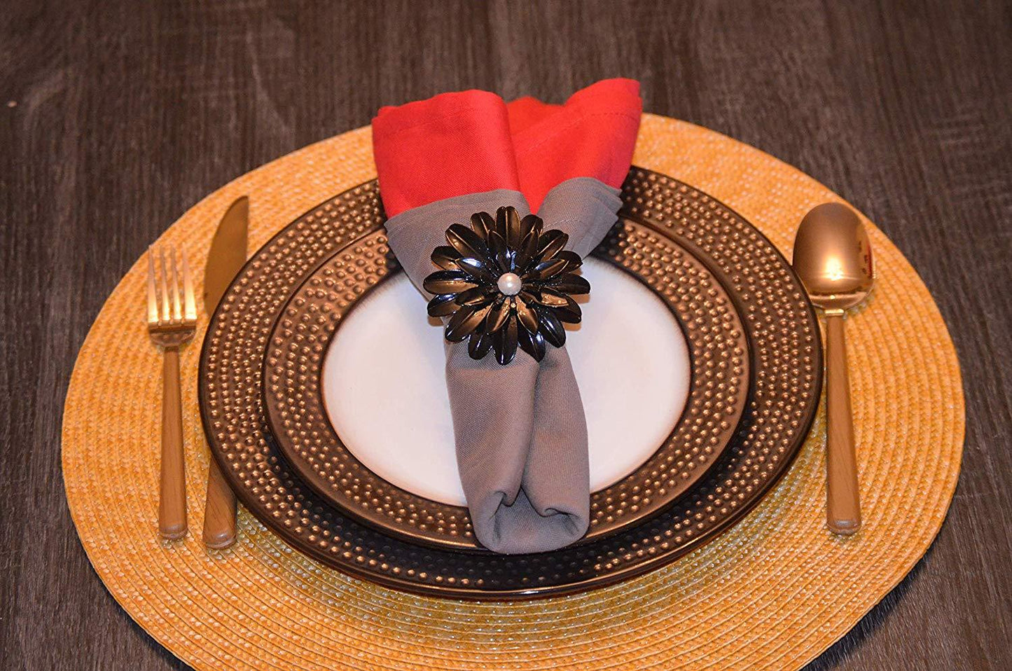 Vibhsa Floral Napkin Rings Decorative Tableware Accessory Elegant Dining Décor