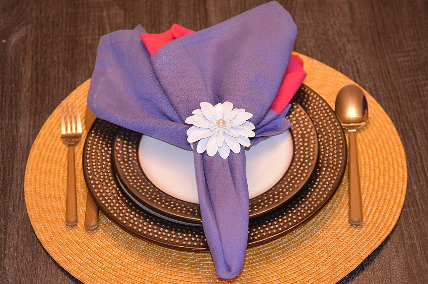 Vibhsa White Floral Set of 4 Napkin Rings